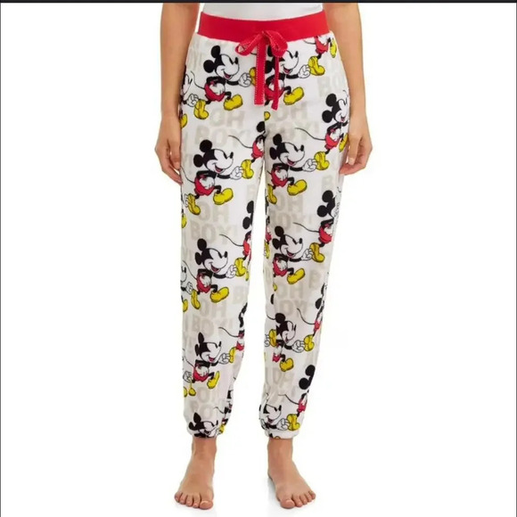 Disney Mickey Mouse Women's Fleece Jogger Sleepwear PJ Bottoms Size Medium 8-10 - Picture 2 of 16